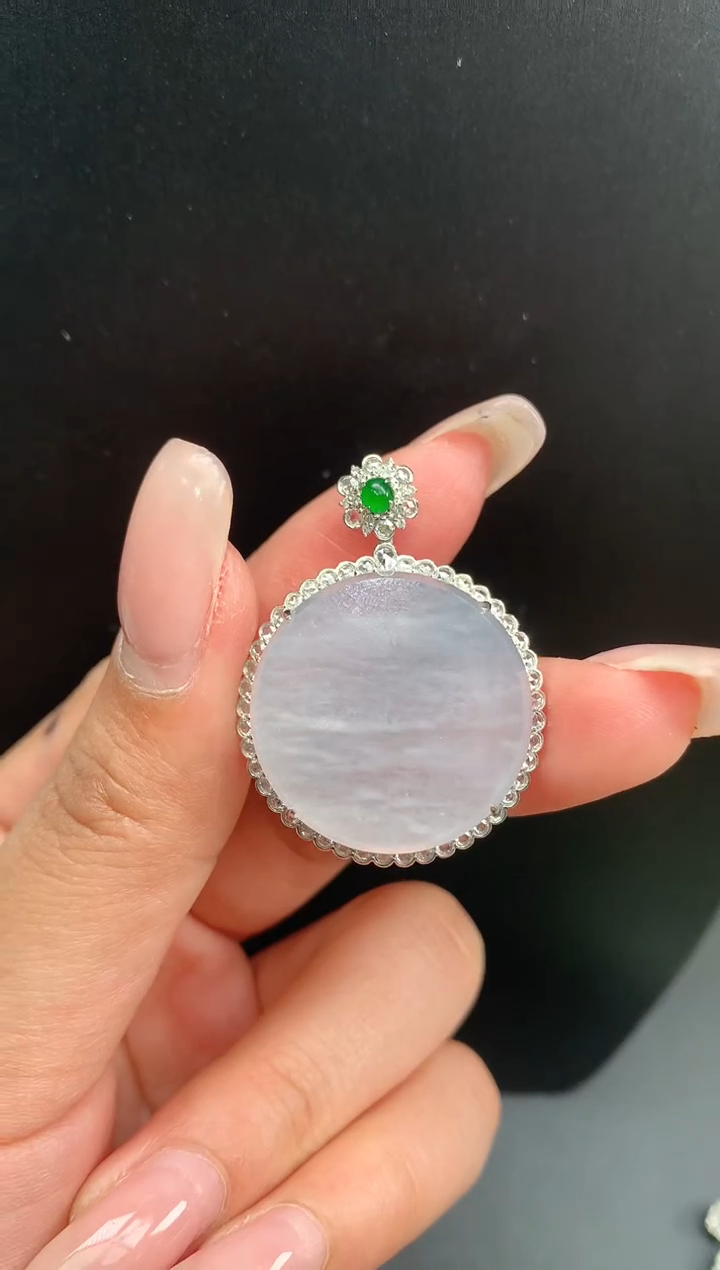 【闪购商品】翡翠颈饰18K金镶嵌无事圆牌1162