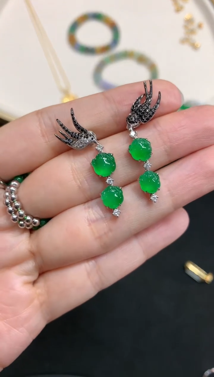 【闪购商品】翡翠耳饰18K金镶嵌W67|35000