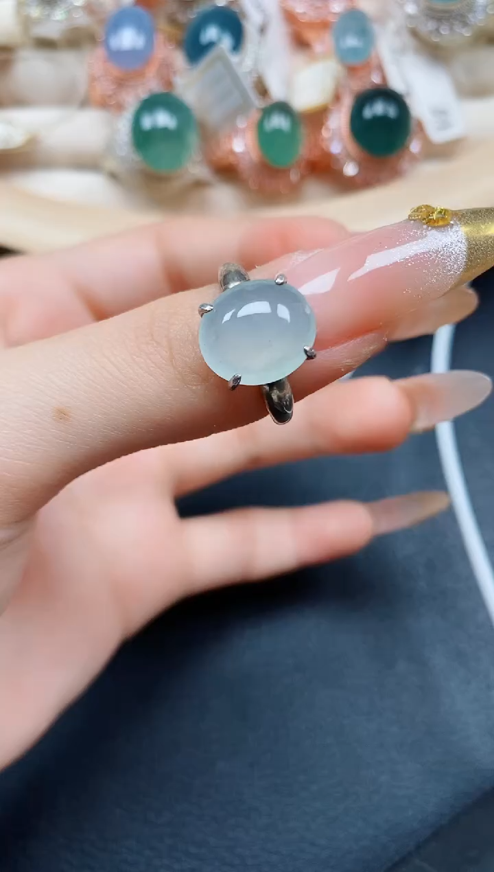 【闪购商品】翡翠戒指银S925镶嵌翡翠