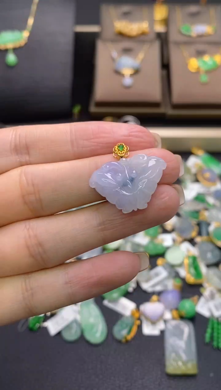 【闪购商品】翡翠18K金镶嵌颈饰净货17345