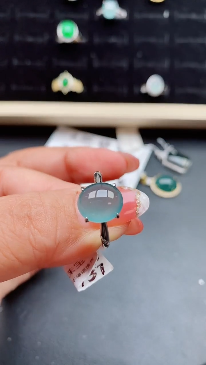 【闪购商品】翡翠戒指银S925镶嵌5080