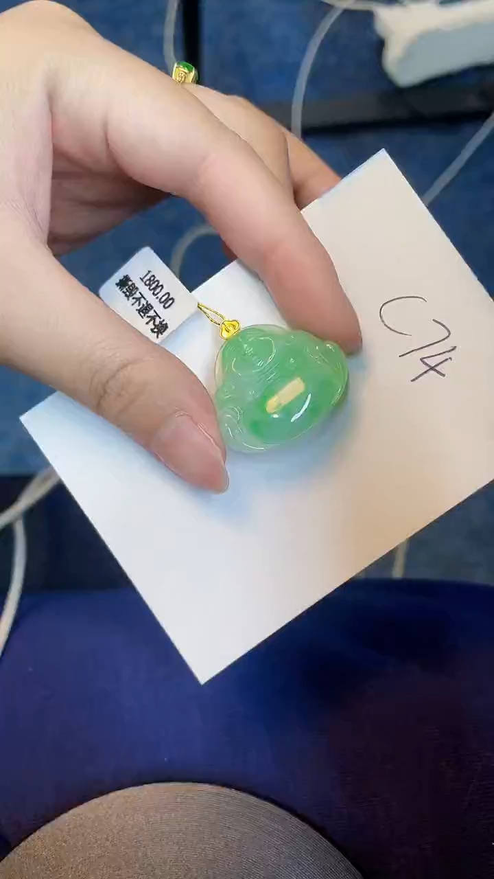 翡翠18K金镶嵌颈饰0000000000