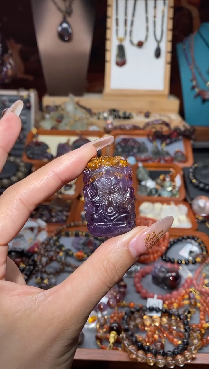 【闪购商品】水晶吊坠未镶嵌极光紫钛凤九