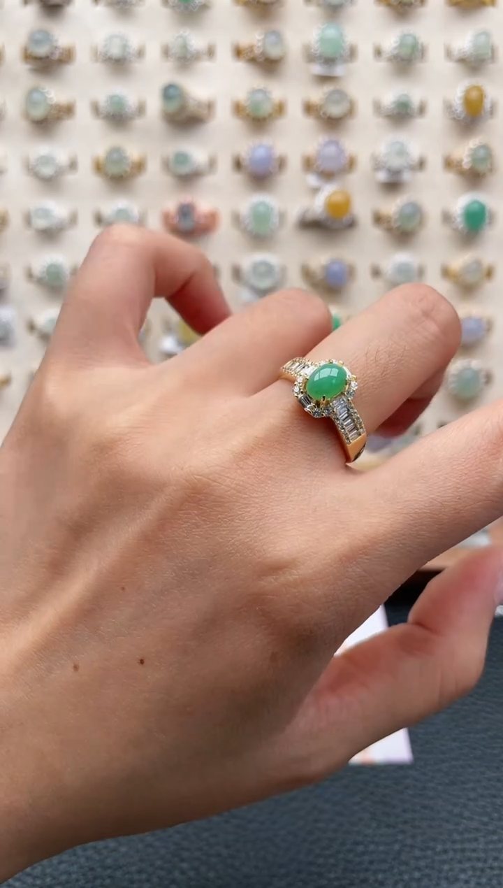 翡翠戒指银S925镶嵌1111