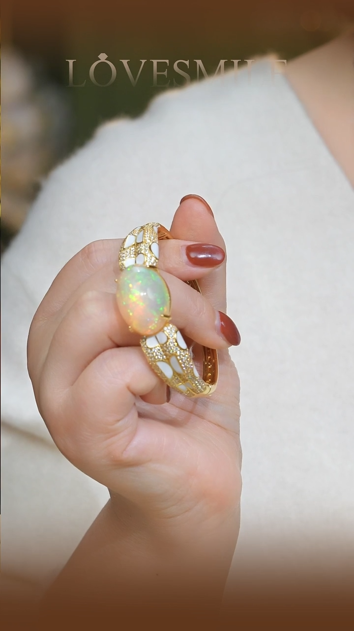 银S925镶嵌欧泊手镯021 