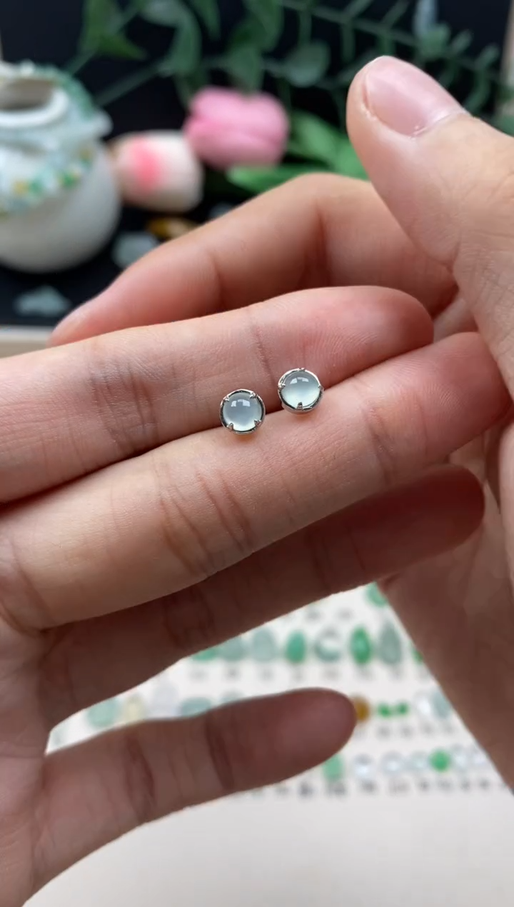【闪购商品】翡翠散珠银S925镶嵌翡翠冰种蛋面