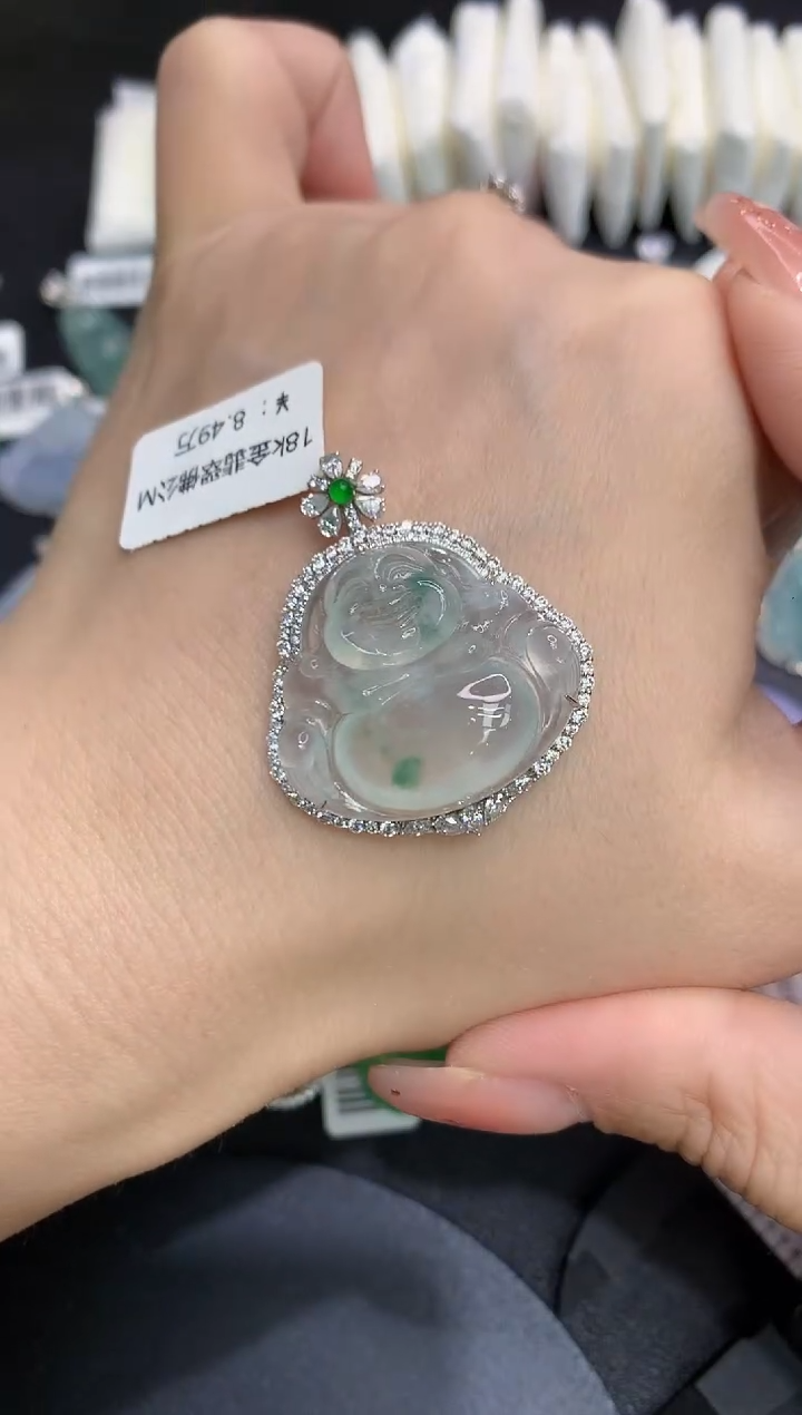 吊坠(不含链)18K金镶嵌翡翠111111111111111111