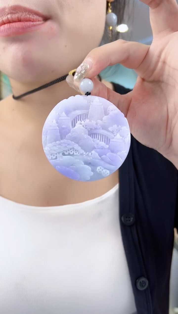 翡翠未镶嵌吊坠(不含链)孤品翡翠A山水吊坠