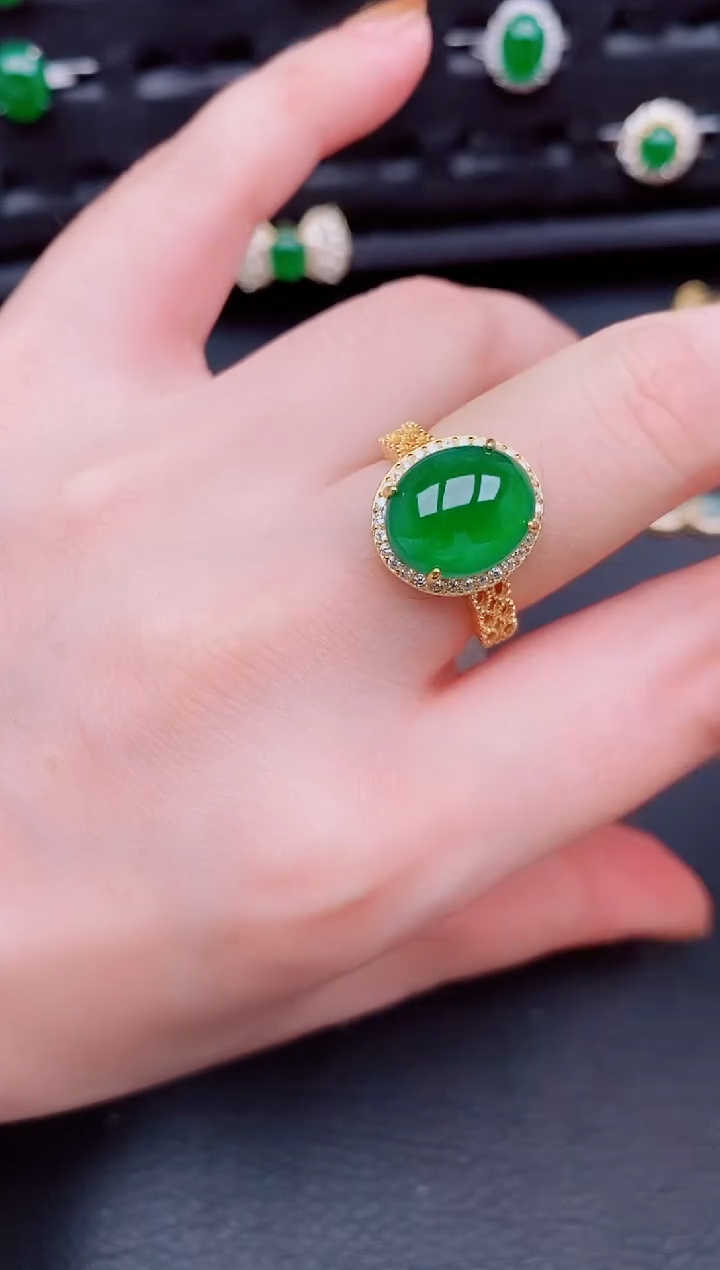 【闪购商品】翡翠戒指银S925镶嵌天然a货翡翠269