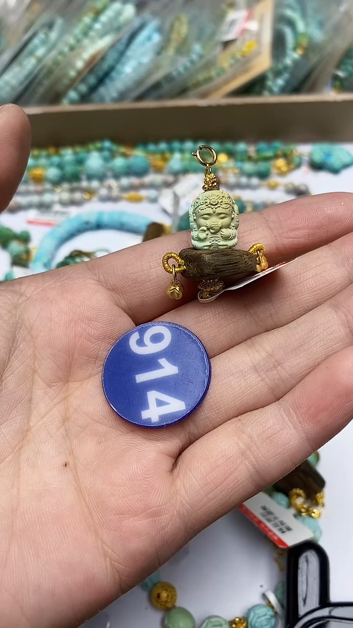 【闪购商品】绿松石挂件银S925镶嵌914