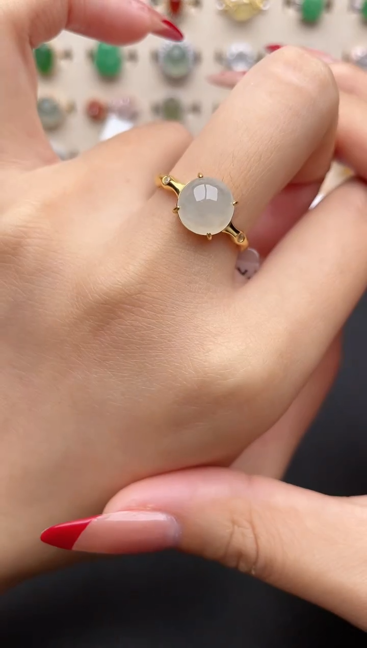 【闪购商品】翡翠戒指银S925镶嵌一物一证一礼盒