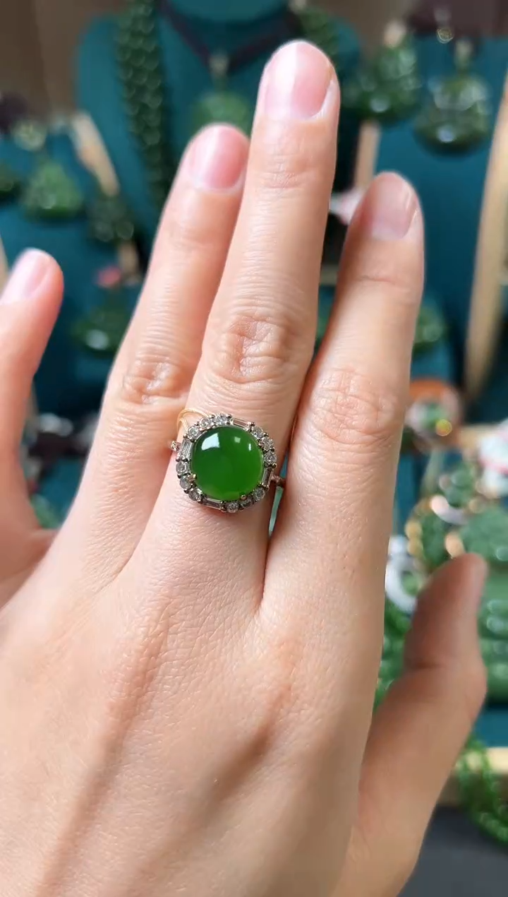 【闪购商品】和田玉（碧玉）戒指银S925镶嵌碧玉