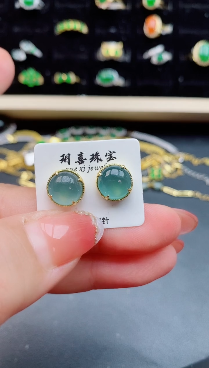 【闪购商品】翡翠耳饰银S925镶嵌1212