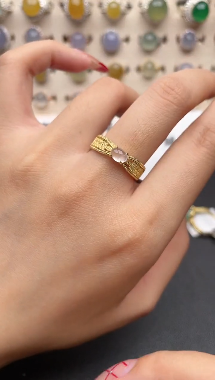 【闪购商品】翡翠戒指银S925镶嵌一物一证一礼盒