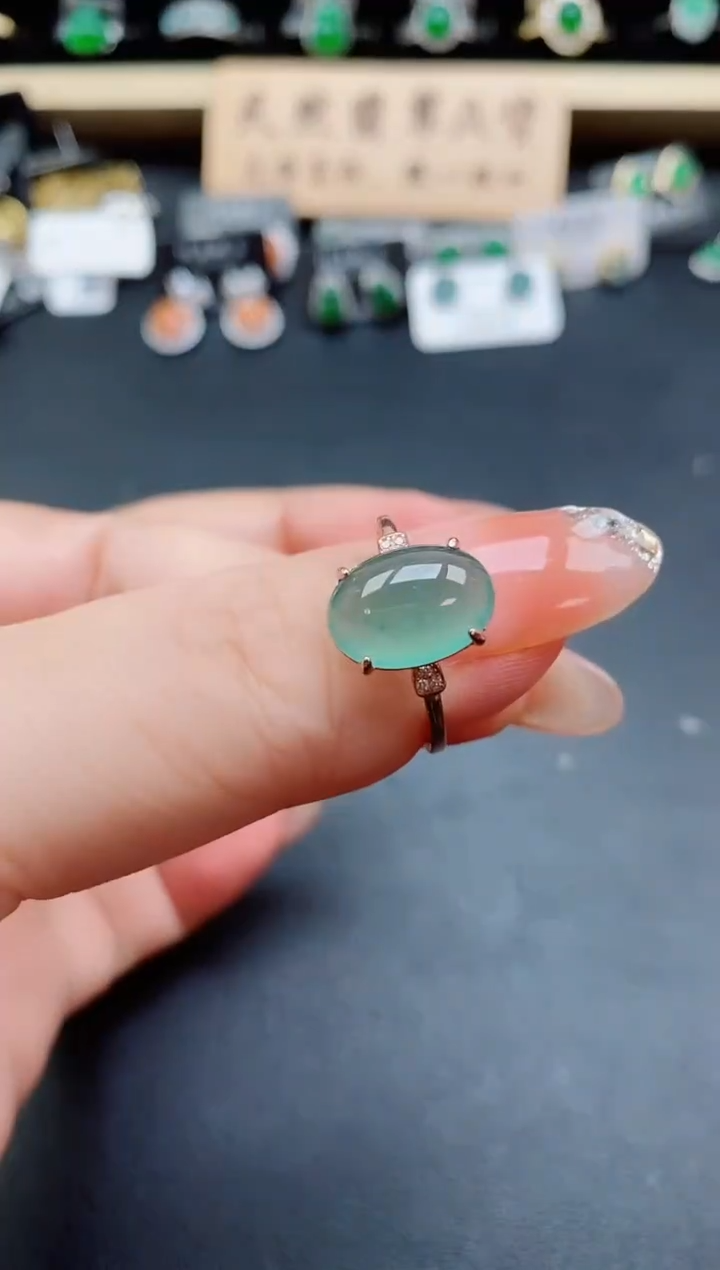 银S925镶嵌戒指翡翠1