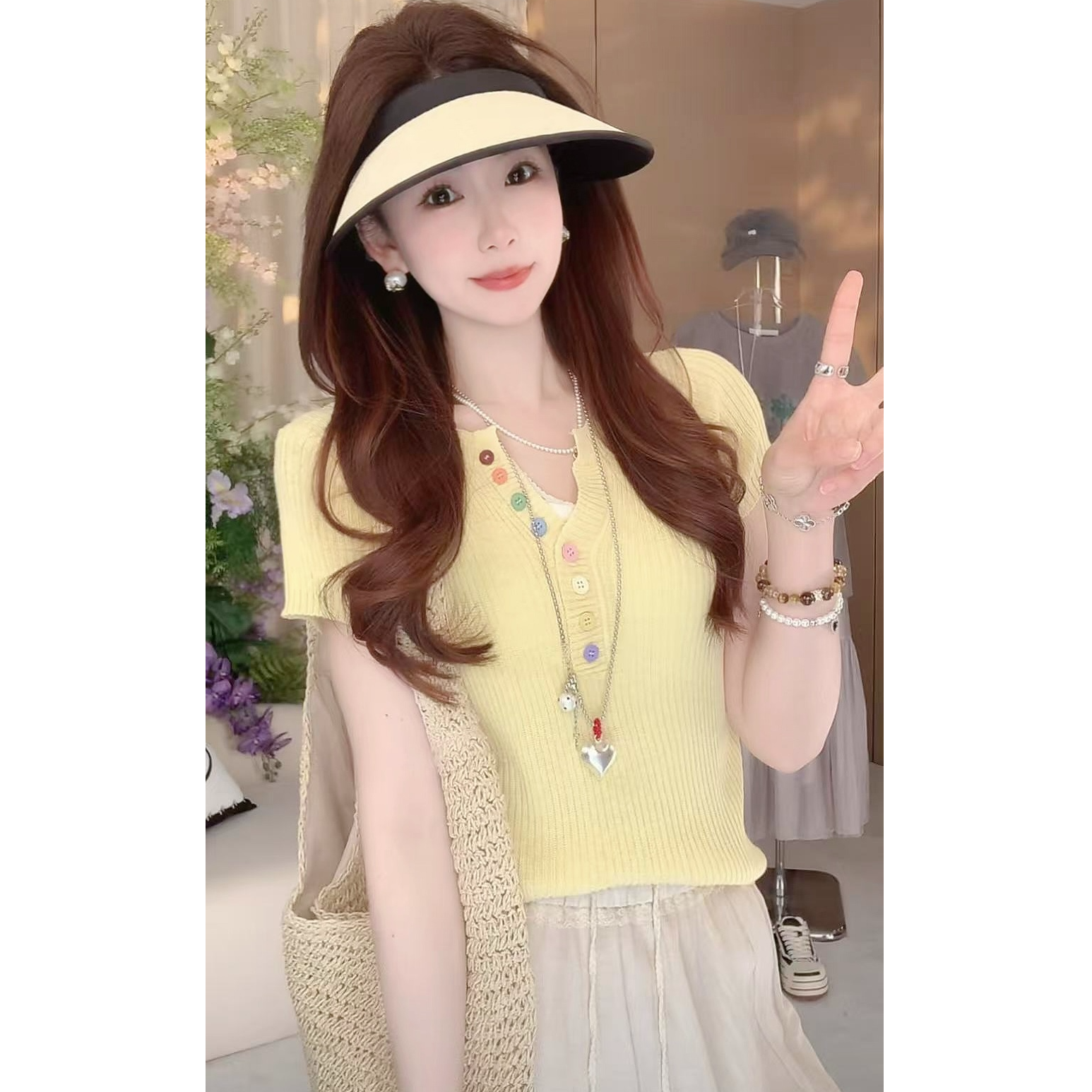 【彩虹豆】丸子璐春夏季新款时尚休闲针织衫预WZLC5ZZS2013A