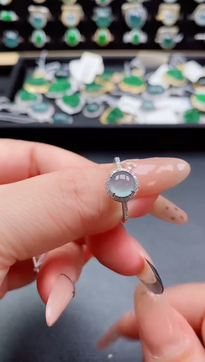 银S925镶嵌戒指翡翠1