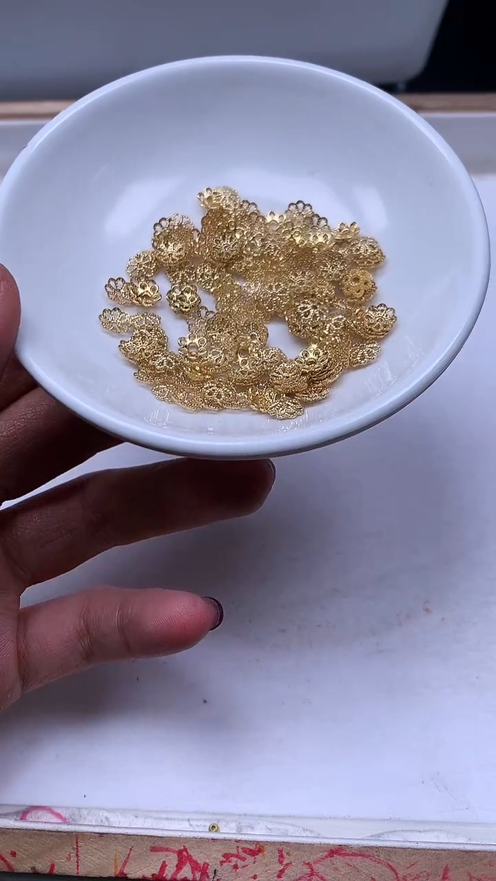 合金散珠玛瑙/玉髓M166 合 琻 金色花托 6mm 50个7.5元