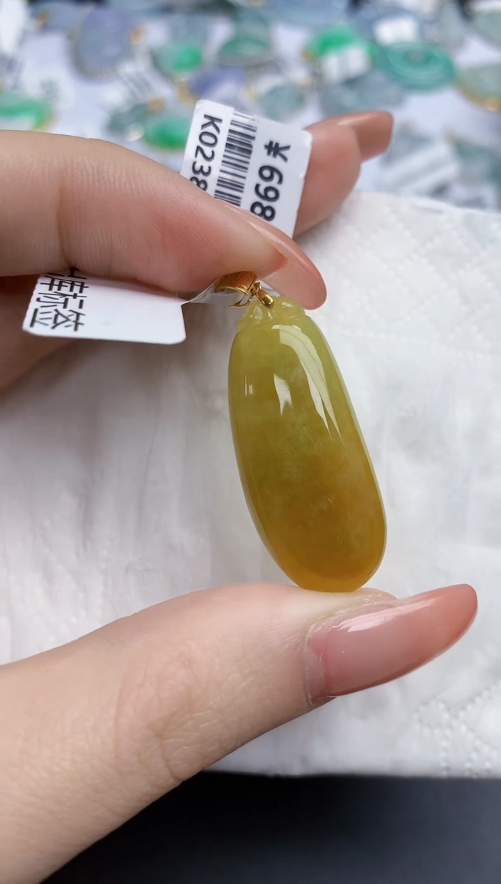 【闪购商品】翡翠颈饰18K金镶嵌天然缅甸翡翠A货