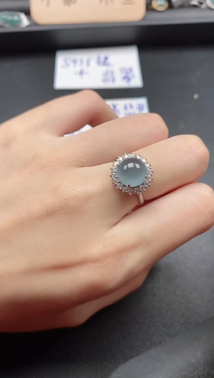 翡翠戒指银S925镶嵌51511