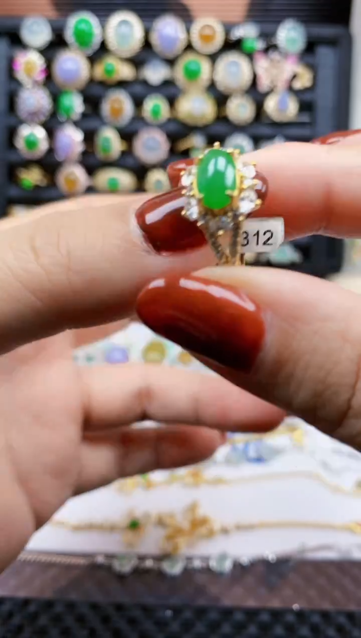 银S925镶嵌戒指翡翠273