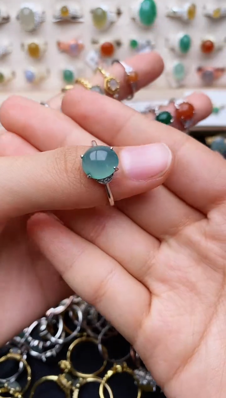 【闪购商品】翡翠戒指银S925镶嵌缅甸翡翠
