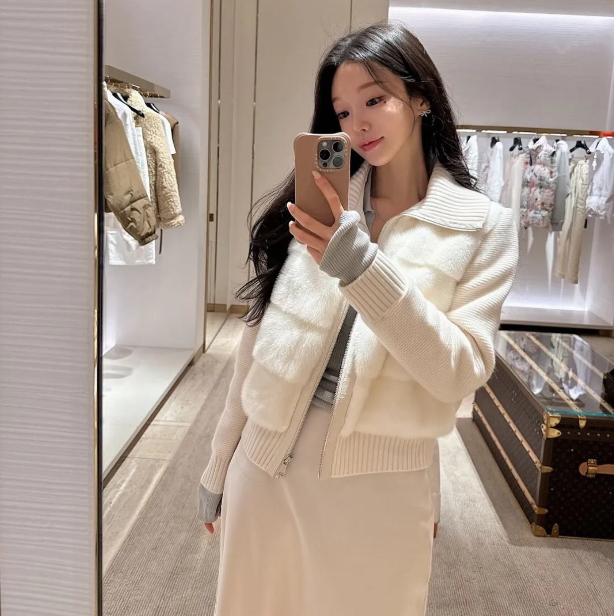 Edéndew 轻绒暖包 哥本哈根水貂拼接羽绒外套 静奢老钱贵气鹅绒服