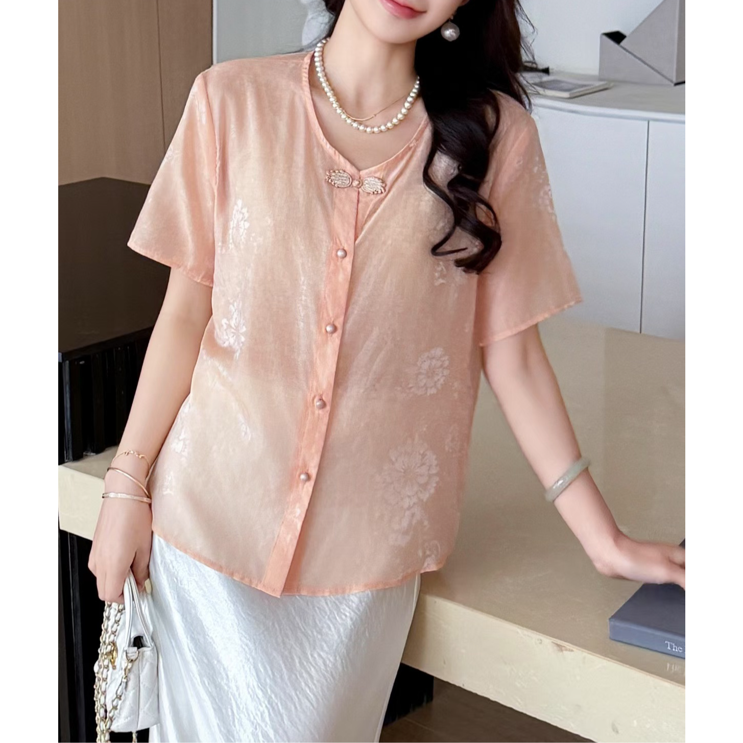 无印心匠 K988 刺绣~ 新中式&单排扣 衬衫短袖T恤 女夏季 A88220