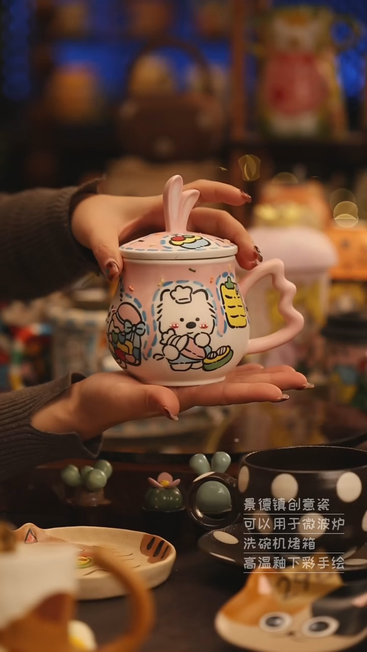 陶瓷景德镇可爱陶瓷釉下彩绘设计师款