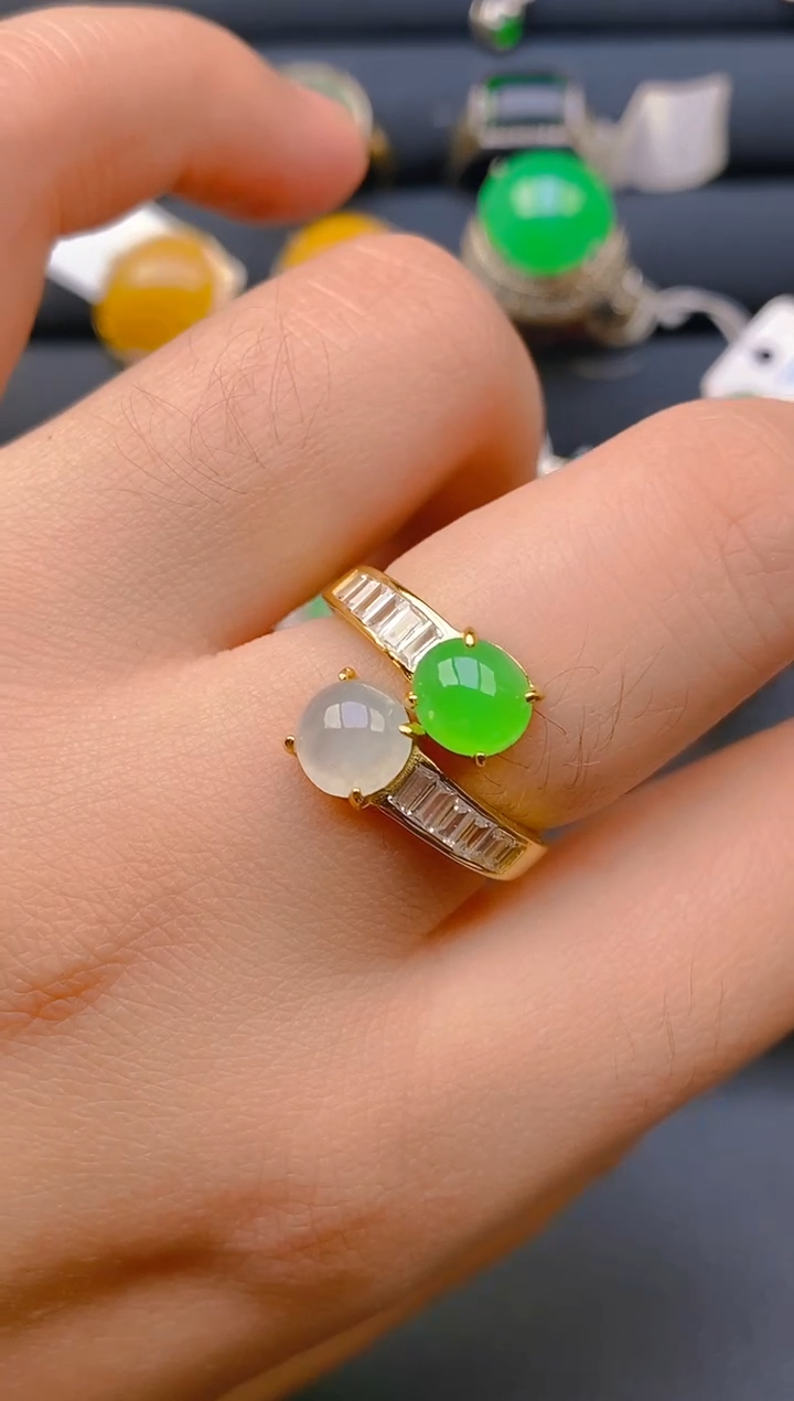 【闪购商品】翡翠戒指银S925镶嵌天然A货翡翠1