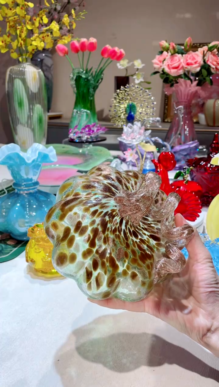 【闪购商品】琉璃手工艺品绿色卡点南瓜 微瑕