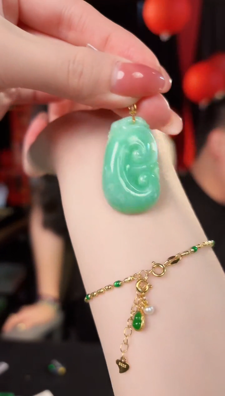 【闪购商品】翡翠颈饰18K金镶嵌缅料A货/支持复检/一件