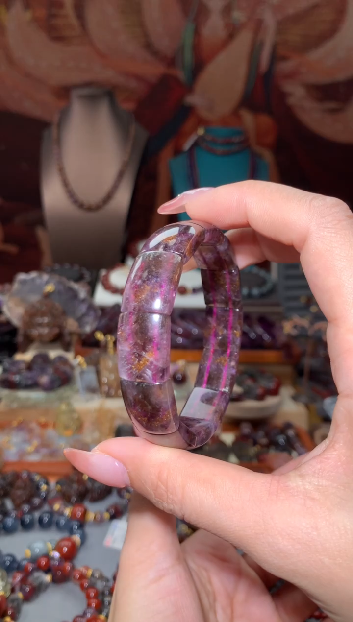 未镶嵌珠宝半成品水晶极光紫钛镯牌多样性发其1