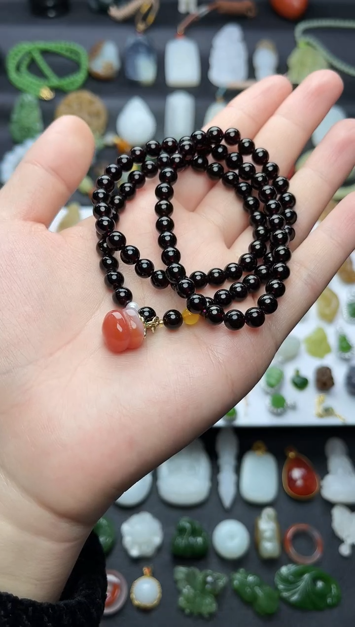 未镶嵌手串石榴石多圈手串06