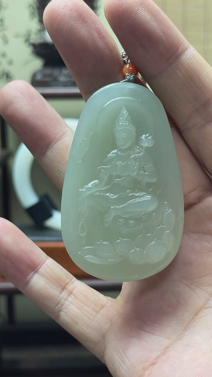 【闪购商品】和田玉颈饰未镶嵌自在观音吊坠 701027