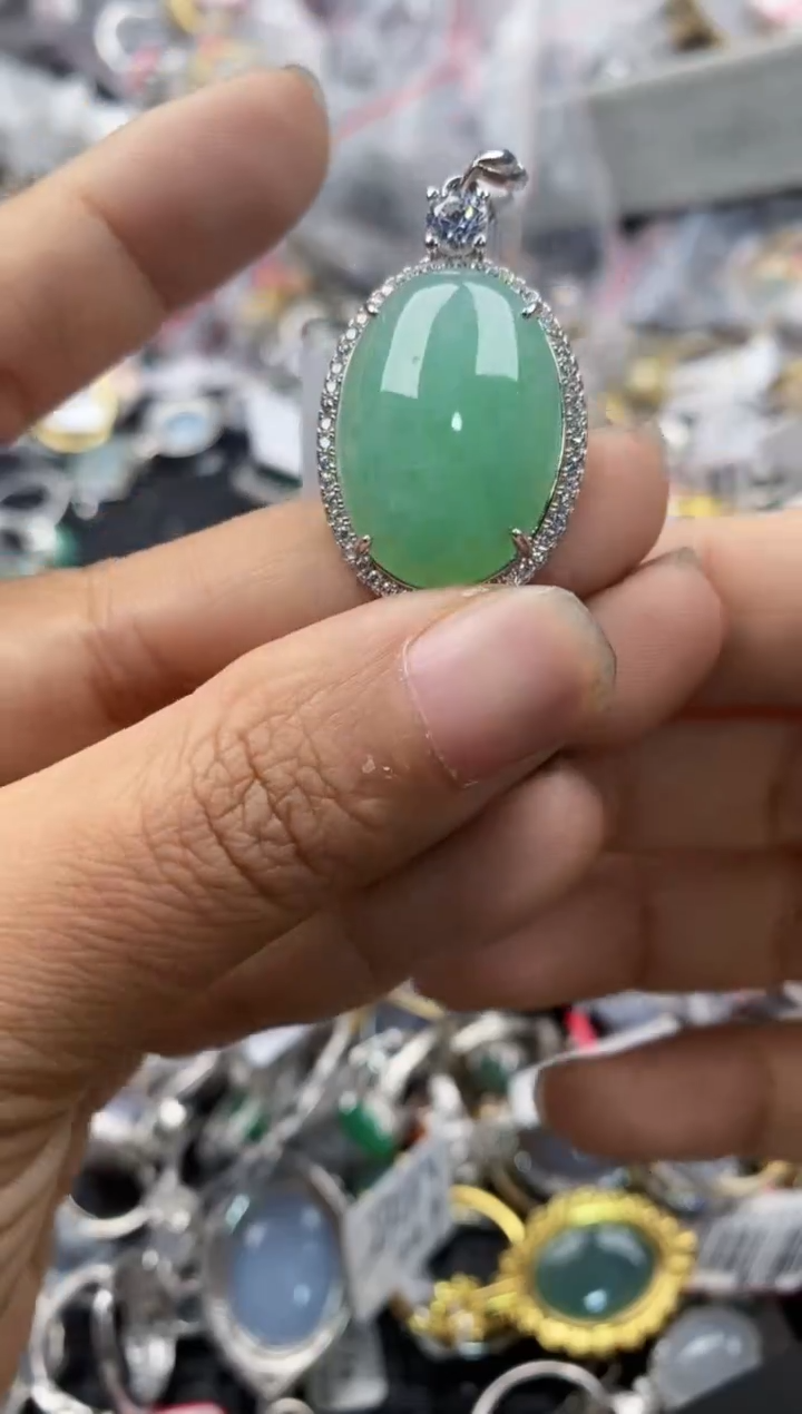 银S925镶嵌戒指翡翠999----2