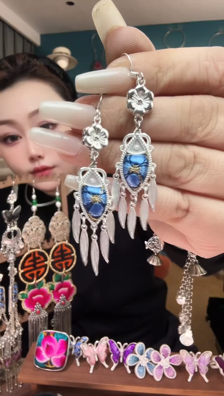 刺绣纯手工民族风刺绣耳环