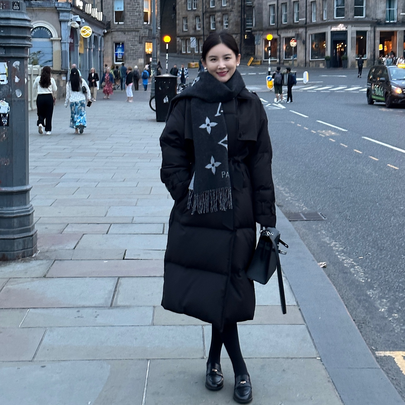 DIDI LAUREN“冬日爱丁堡”高奢限定经典款黑色过膝风衣保暖羽绒服