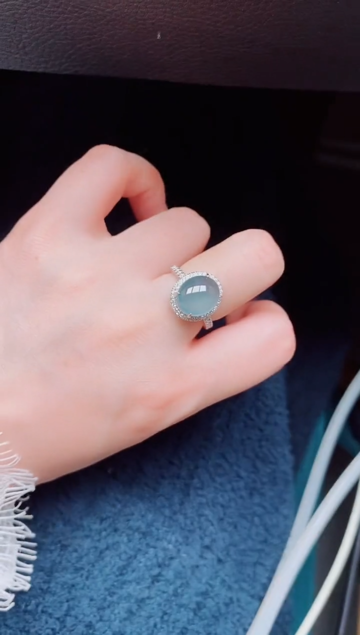 【闪购商品】翡翠戒指银S925镶嵌天然a货翡翠221