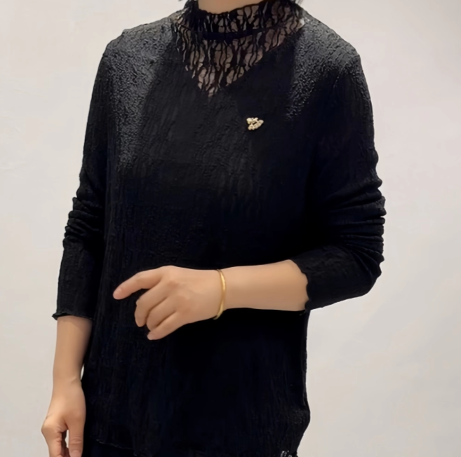 【芮娜依莲】26春季新款欧货设计感蕾丝打底衫-5469
