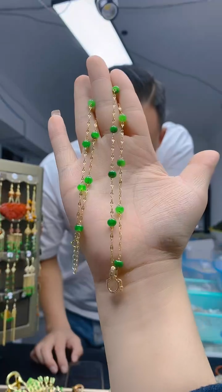 【闪购商品】翡翠耳饰合金90翡翠锁骨链