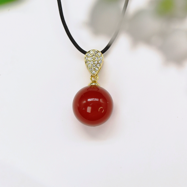 天然灵动镶嵌红珠吊坠气质珠宝简约女款时尚古法纯手工精美S012