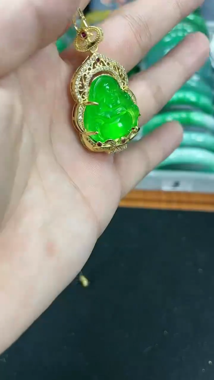 【闪购商品】砖雕s71 正阳绿佛公吊坠