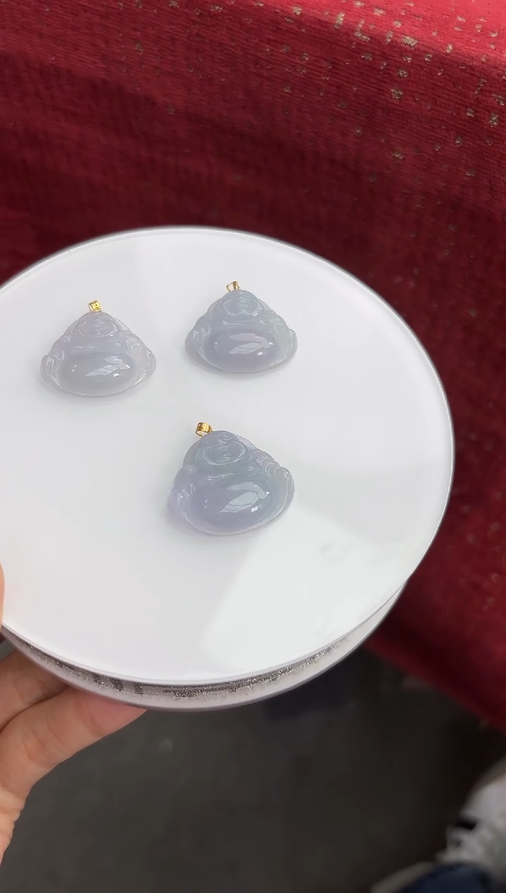 【闪购商品】翡翠颈饰18K金镶嵌358048/翡翠佛公多样性发一 赠皮绳