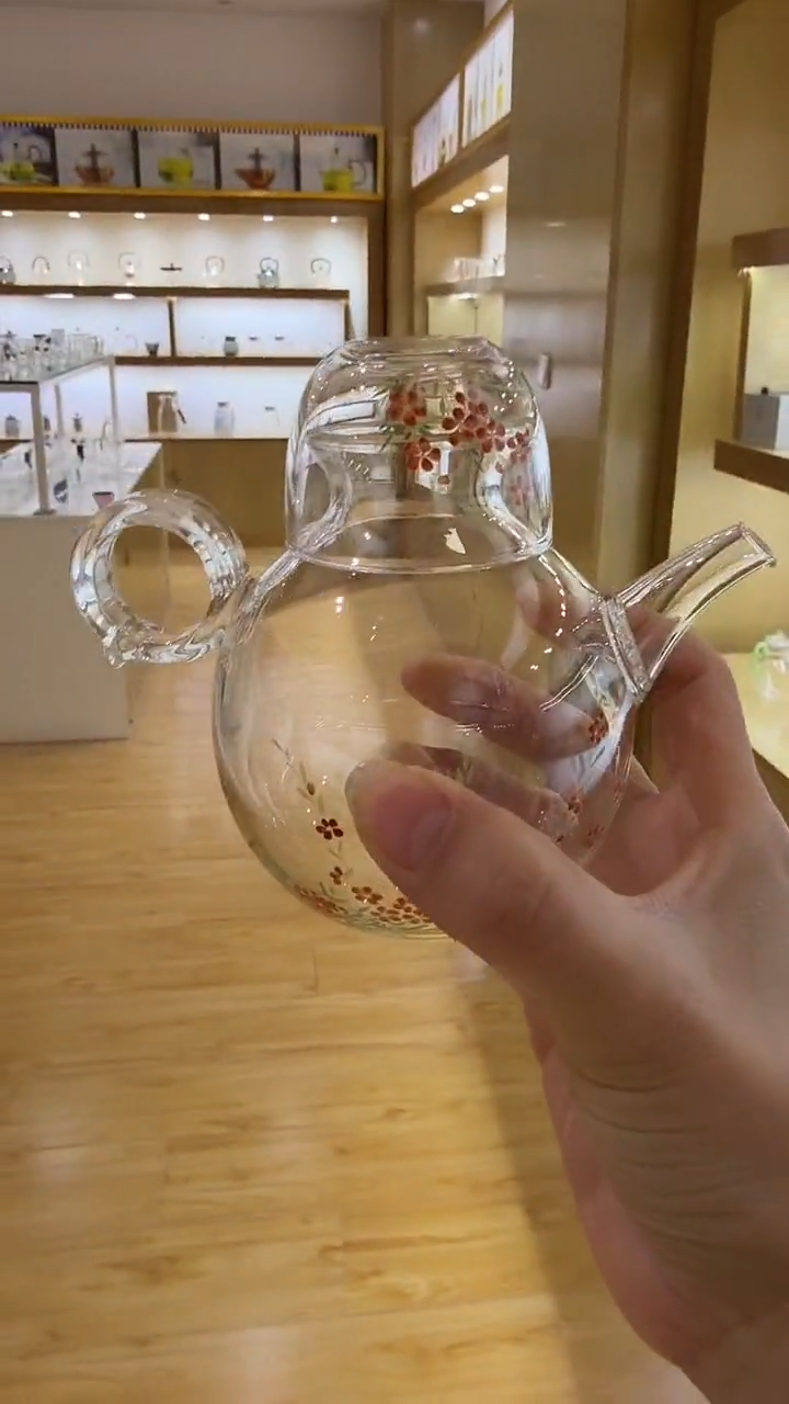 玉见手绘雪柳壶   
