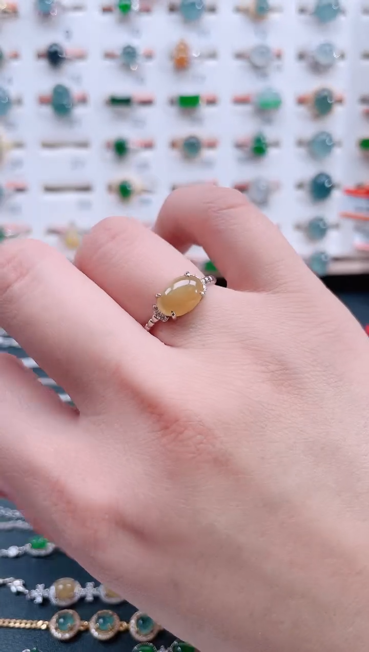 银S925镶嵌戒指翡翠天然翡翠