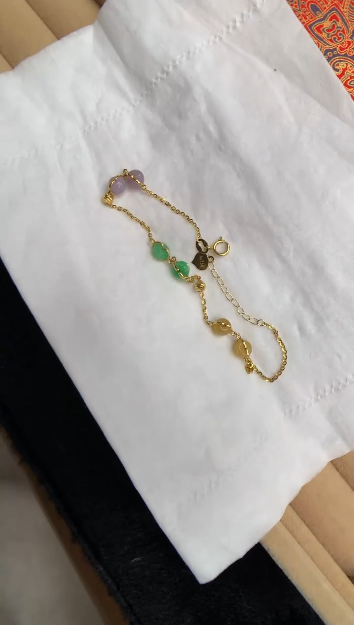 【闪购商品】翡翠手链18K金镶嵌手链