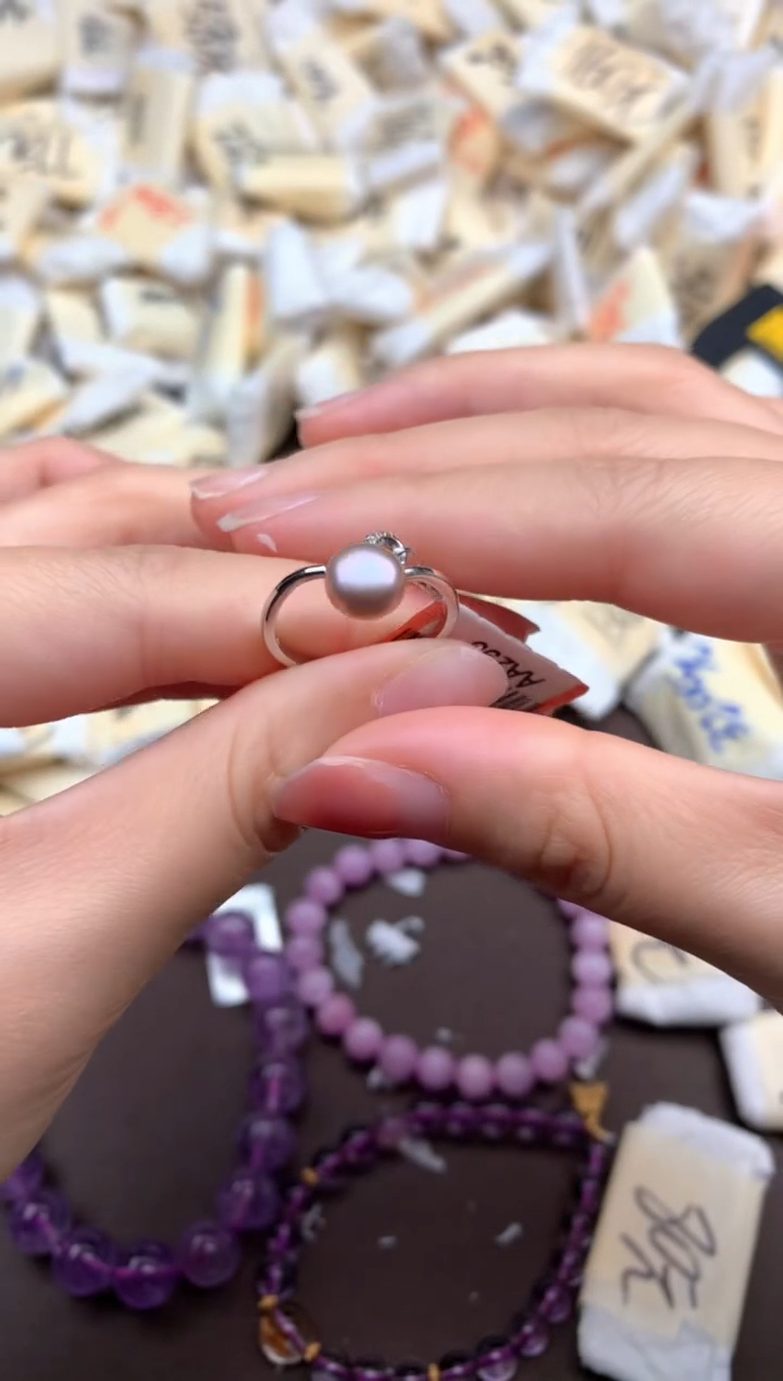 银S925镶嵌淡水珍珠戒指一