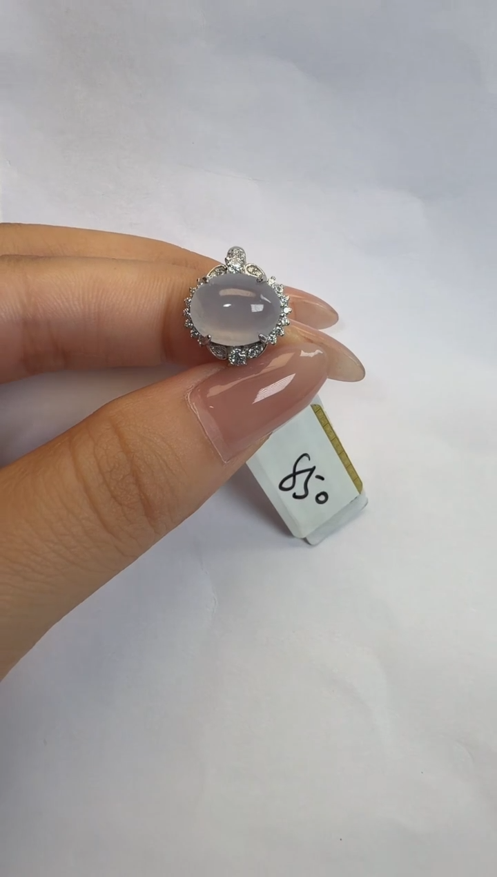 银S925镶嵌戒指翡翠通体925银镶缅甸A货翡翠戒指020