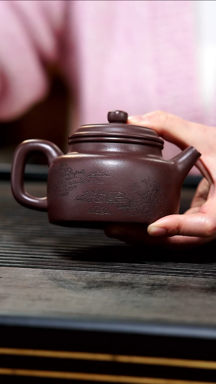 【闪购商品】紫砂茶壶09-微瑕全手底槽清山水德钟260cc